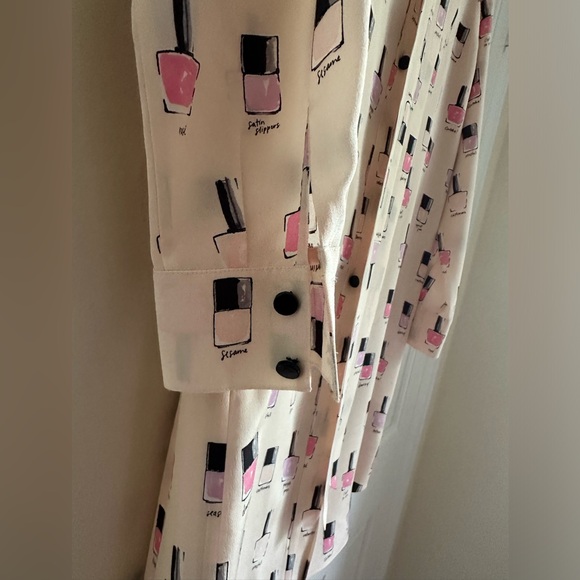 Kate Spade shell 100% silk Women's small Pink Nail Polish Button Dress - Picture 2 of 7